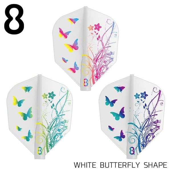 ダーツ フライト エイトフライト 8フライト 8FLIGHT WHITE BUTTERFLY SHA...