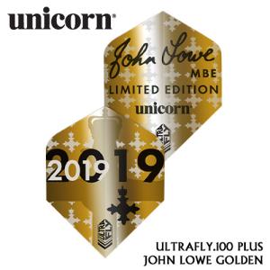 フライト ユニコーン unicorn ULTRAFLY.100 Plus John Lowe Golden ジョン・ロウモデル ウルトラフライ 折りたたみ(ポスト便OK/1トリ)｜dartsshoptito