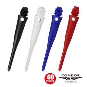 ダーツ CONDOR TIP ULTIMATE 40P コンドルティップ アルティメット 40本入り チップ ブラック ホワイト レッド ブルー（ポスト便OK/2トリ）｜dartsshoptito