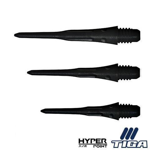 ダーツ ティップ TIGA HYPER POINT ブラック ソフトティップ チップ 24〜30mm...