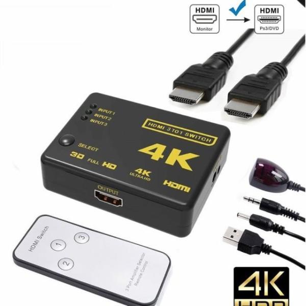 HDMI切替器 4K対応 3入力 1出力 PC・Blu-ray・ゲーム機など USB給電 自動 切替...