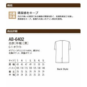 白衣 arbe アルベ AB-6402 襟なし...の詳細画像2
