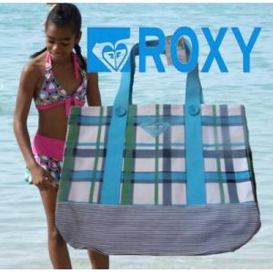 USA版ROXY【ロキシー】チェックカラートート　BLU