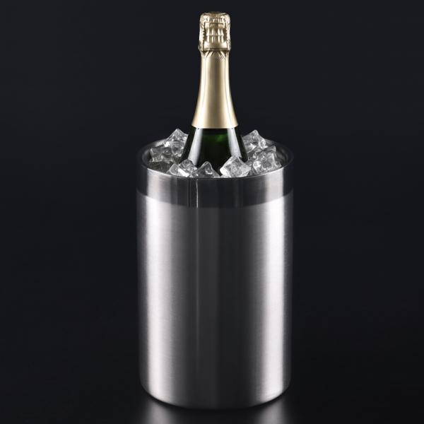 ワインクーラー ステンレス シルバー 結露 しにくい アイスペール ボトルクーラー 二重構造 上質 ...