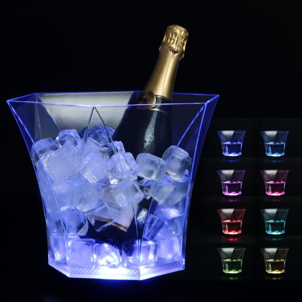 シャンパンクーラー アイスバケツ 光る 割れにくい おしゃれ モダン ダイヤカット 透明 家庭用 ホ...