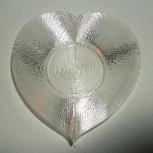 3Dデザイン豆皿 小皿 3D らせん印刷 かる〜い ハート形豆皿 タイプ 04 (輝く 3D プリント透明豆皿)