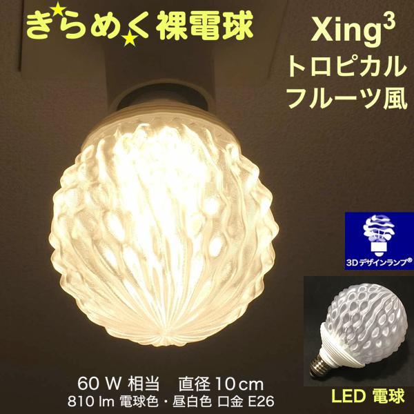 3Dデザイン電球 Xing3 60W相当 サイズ10cm おしゃれ きらめく 輝く 電球色 昼白色 ...