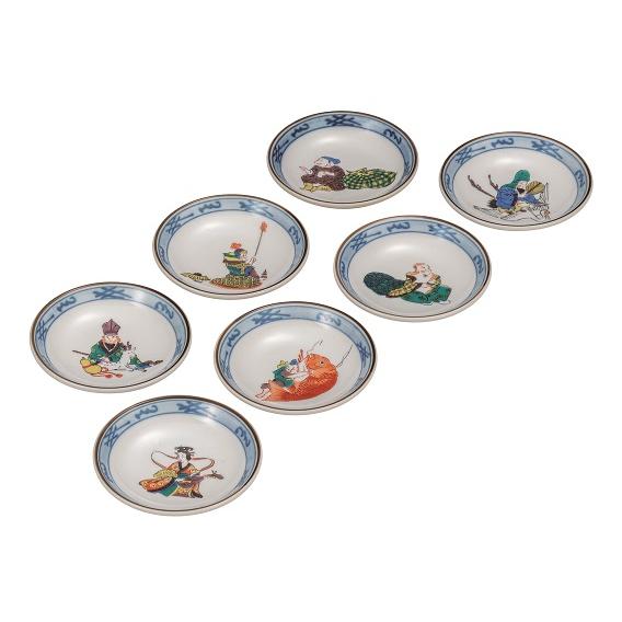 九谷焼  3号皿揃 七福神 7客セット