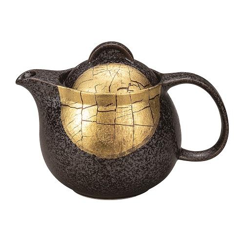 九谷焼 ポット急須 金箔彩 (網付)