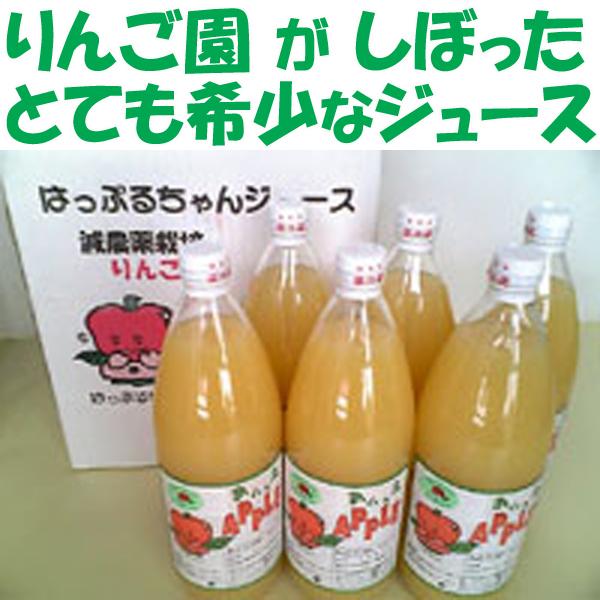 りんごジュース 6000mL:1Lx6本セット 長野 信州伊那谷 葉とらず 完熟 ふじ100% 減農...