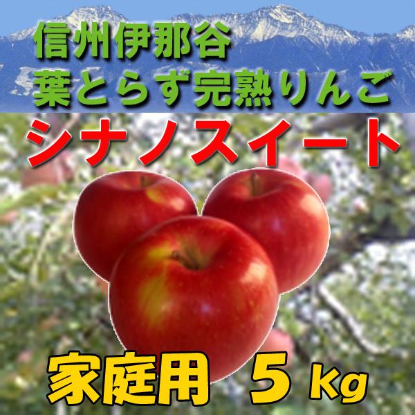 信州伊那谷の《葉とらず完熟りんご》シナノスイート 家庭用 5Kg（14〜22個）