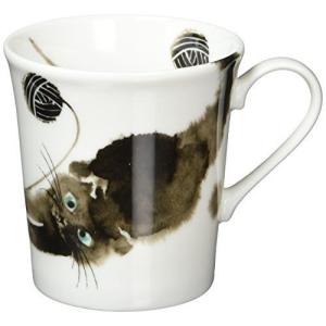 セラミック藍 モコ猫 マグカップ 黒 背のび 13171