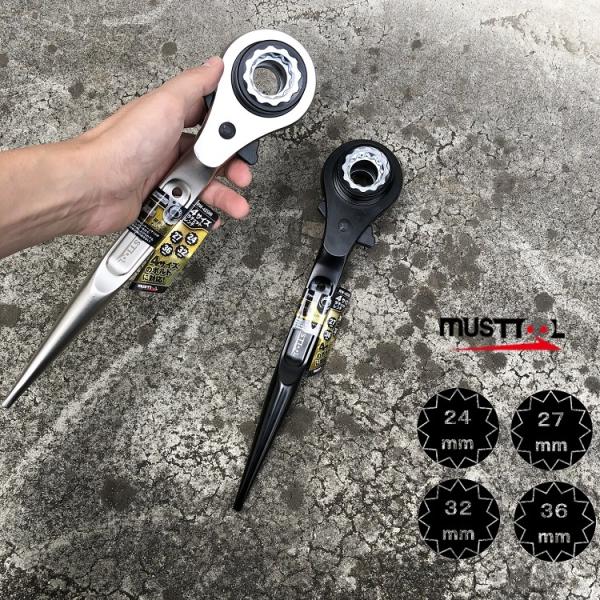 musttool イチネンミツトモ ラチェット シノ 4サイズ 24mm×27mm×32mm×36m...