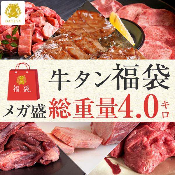 【総重量4.0キロ】仙台 名物 牛たん 福袋 メガ盛り 5種 4.0kg 送料無料 BBQ 焼肉 D...