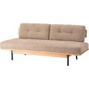 黒アイアンフレームとブークレ生地とフェザーのシンプルモダンな3人掛アームレスソファ 2シーター fo...