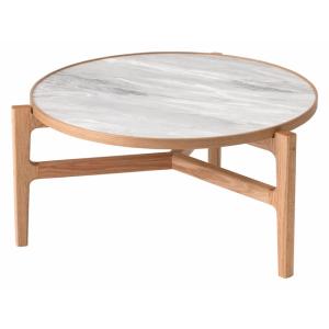 オークと石目調天板のシンプルモダンなラウンドリビングテーブル S form モダン 北欧 リビング ...