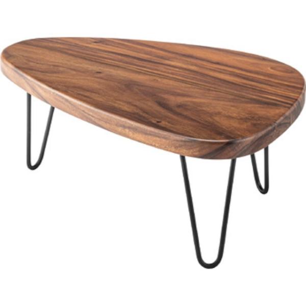 チーク天板と黒アイアン脚のヴィンテージなセンターテーブル 北欧モダン 北欧 インダストリアル リビン...