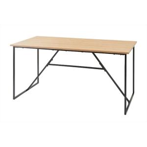 丈夫な天板と黒アイアン脚のインダストリアルなダイニングテーブル 150cm カフェ 北欧 黒 ブラッ...