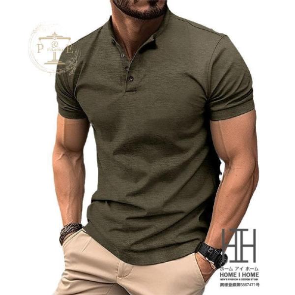 tシャツ Tシャツ メンズ 半袖 ヘンリーネック 無地Tシャツ アメカジ 春 夏 おしゃれ スポーツ...