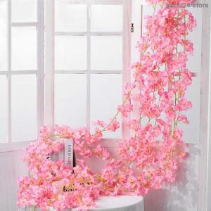 造花 桜 藤の花 シルクフラワー さくら 手作り 花束 人工観葉植物 花びら 桜 造花 ディスプレイ アイビー ピンク ガーランド 桜の季節 全長180cm 144花 店舗装飾
