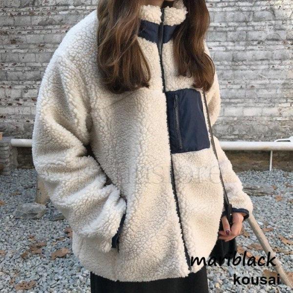 レディース ボアブルゾン ふわもこ 冬服 ボア ボアコート ハイネック おしゃれ オーバーサイズ ゆ...