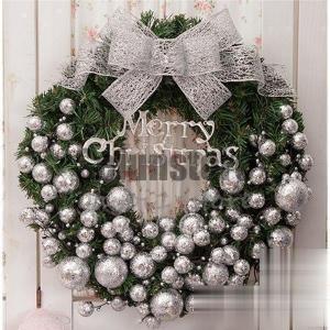 クリスマスリース/ドア飾りリボン/クリスマス飾り 大きいサイズ/玄関飾りおしゃれ50cm壁掛け 店舗用