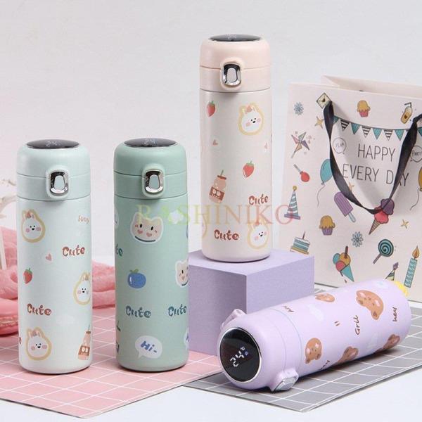 保温水筒 ステンレスボトル コップ キッズ ベビー 直飲み ワンタッチ 子供 おしゃれ 450ml ...