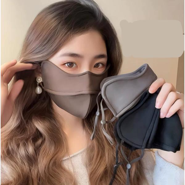 2点セット マスク 大人用 布マスク 洗える コットン 綿 穴付き 立体構造 3層構造 厚手 防寒 ...