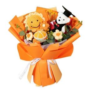 かぎ針編みの花束、かぎ針編みのひまわりの花束、プリザーブドフラワー、記念日、祭り、結婚式用の手作りニット花束