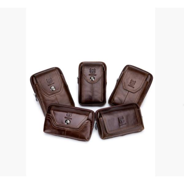 ウエストポーチ メンズ ベルトポーチ 本革 ウエストバッグ 大容量 ショルダーストラップ スマホポー...