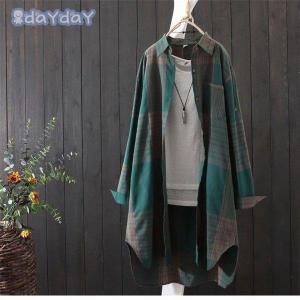 シャツワンピース チェック柄 ロング 長袖 レディース シャツカーディガン ビッグシャツ ロングシャツ 大きいサイズ オフィス 通勤 体型カバー コーデ 30代 40代