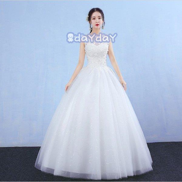 ウェディングドレス 結婚式  二次会 ホワイト  花嫁  ウェディング  プリンセスドレス  白ドレ...