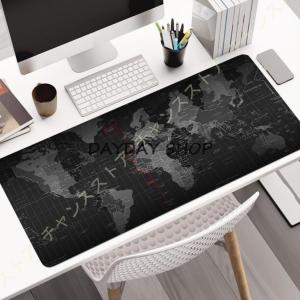 デスクパッド 世界地図 マウスマット 大きいサイズ 防水 底ゴム 多機能デスクライティングマット オフィス ゲーム ノートパソコン 自宅用 ブラック カラフル