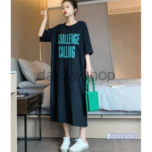 ワンピース 部屋着 ロングワンピース ワンピ きれいめ 半袖 Tシャツ チュニック おしゃれ 着痩せ...