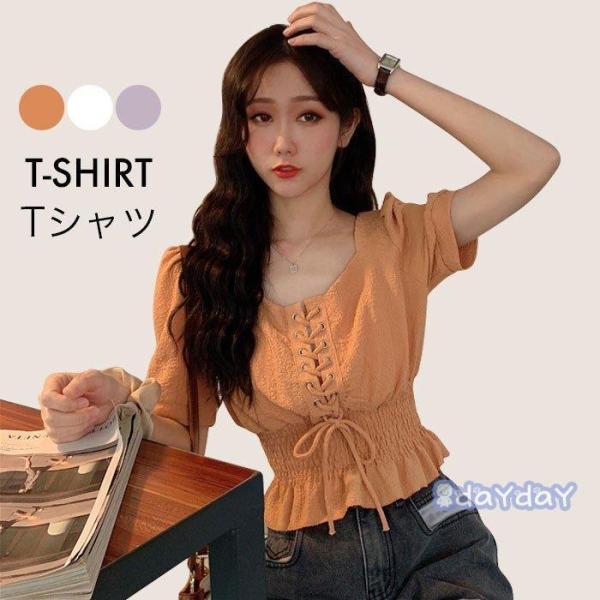 Tシャツ レディース おしゃれ 可愛い ブラウス ゆったり シンプル 無地 オフィス 通勤 通学 カ...