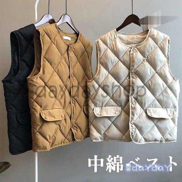 ベスト キルティング レディース 中綿ベスト ジレ 厚手 キルティングベスト 冬 アウター 袖無し ...