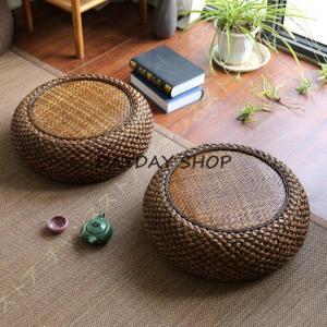 和風 座布団 座蒲団 クッション 丸型 円形 籐 ラタン 網代編み 夏