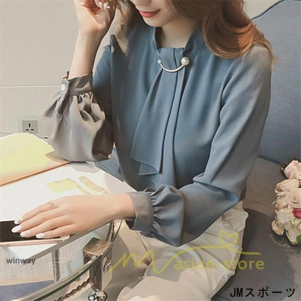 長袖ブラウス レディース 秋物 シャツレディース ブラウスシャツ オフィス シフォンブラウス 30代...