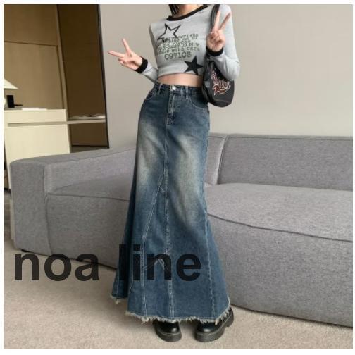 レディースダンスウェア フレアデニムスカート 女子 マーメイドライン ロング丈スカート マーメイドス...