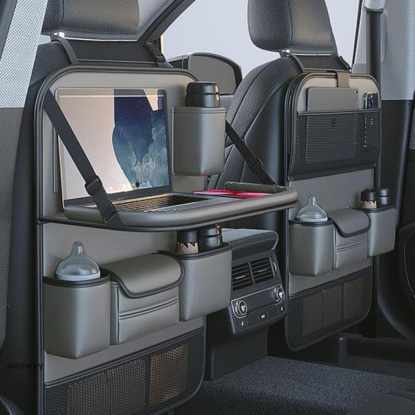 シートバックポケット テーブル機能付 車 車内 収納 ポケットドリンク ホルダー ティッシュ 後部座...