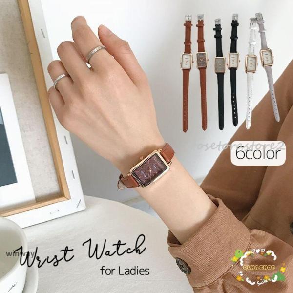 腕時計 リストウォッチ レディース 女性 アナログ スクエア レザー調 きれいめ 上品 きれいめ 秒...
