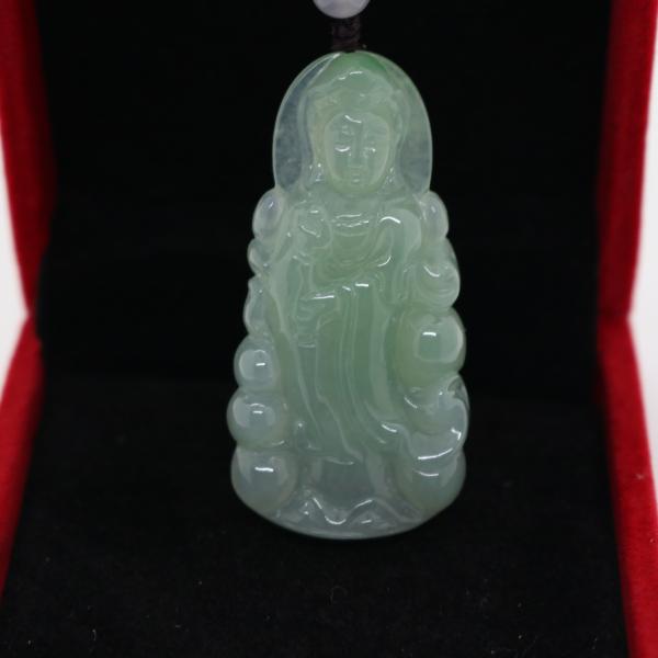 お守り　立像　観音菩薩　ミャンマー天然翡翠　ジェイダイト　ヒスイ　ペンダントヘッド　A貨　天然石　ネ...