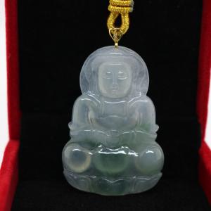 お守り 立像 観音菩薩 ミャンマー天然翡翠 ジェイダイト ヒスイ