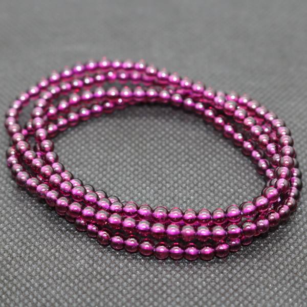 3.5ｍｍ　誕生石　女性石　柘榴石 パワーストーン 天然石 ロードライトガーネット 石榴石 4連　ブ...