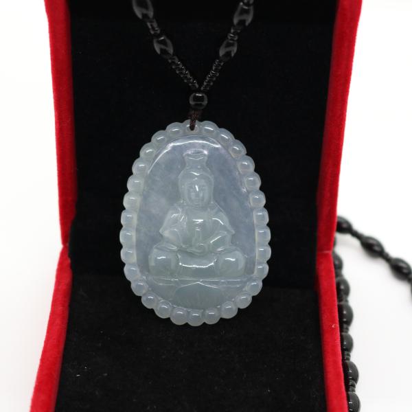 訳あり　ご縁　縁起観音菩薩　ミャンマー天然翡翠　ジェイダイト　ヒスイ　ペンダントヘッド　A貨　天然石...