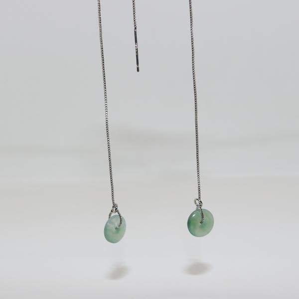L03　シルバー925 イヤリング ピアス ミャンマー天然翡翠 ジェイダイト A貨 ヒスイ 天然石 ...