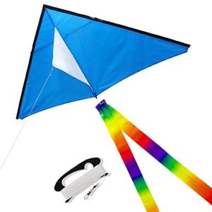 emma kites 1.5M 三角凧 ブルー 100M凧糸とハンドル付き 収納バッグセット 三歳以上の子供用 超簡単に揚がる凧｜daydreamtokyo