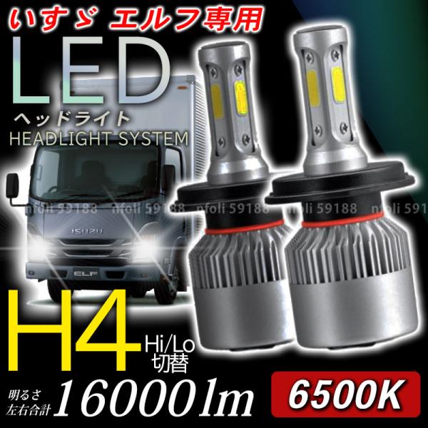 いすゞエルフ ledヘッドライト h4 2個  イスズ ダンプ NPR NKR 2t トラック 爆光...