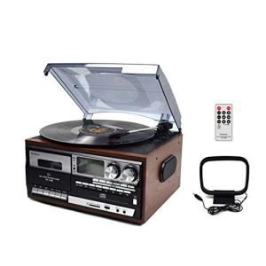 WINTECH マルチオーディオプレーヤー ブラウン レコード・カセット・AM・FM・CD・SD・USB・AUX KRP-308MS｜days-of-magic