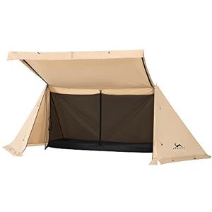 TOMOUNT パップテント ポーランド軍幕 TC素材 4シーズン適用 ソロ テント 多機能 日よけ 焚火 難燃 遮光 撥水 キャンプ 2本 ポール付き